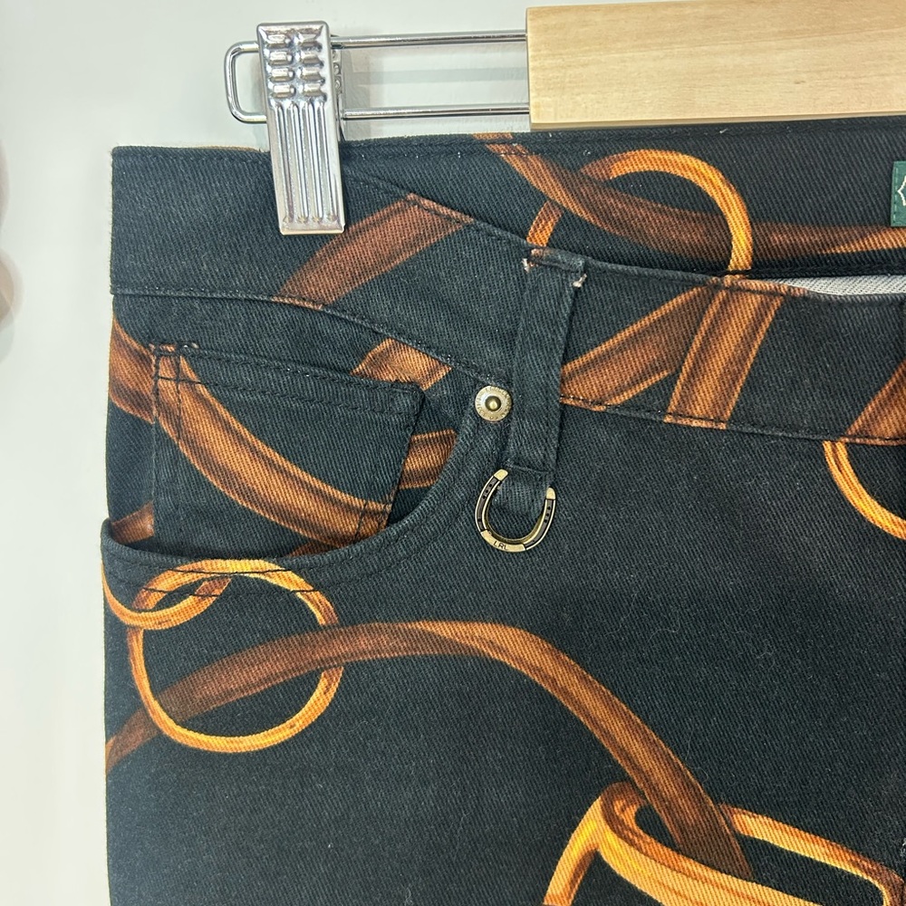Beautiful Ralph Lauren Black Straight-Leg Jeans with Bridle Print❤️10/L - Picture 4 of 11